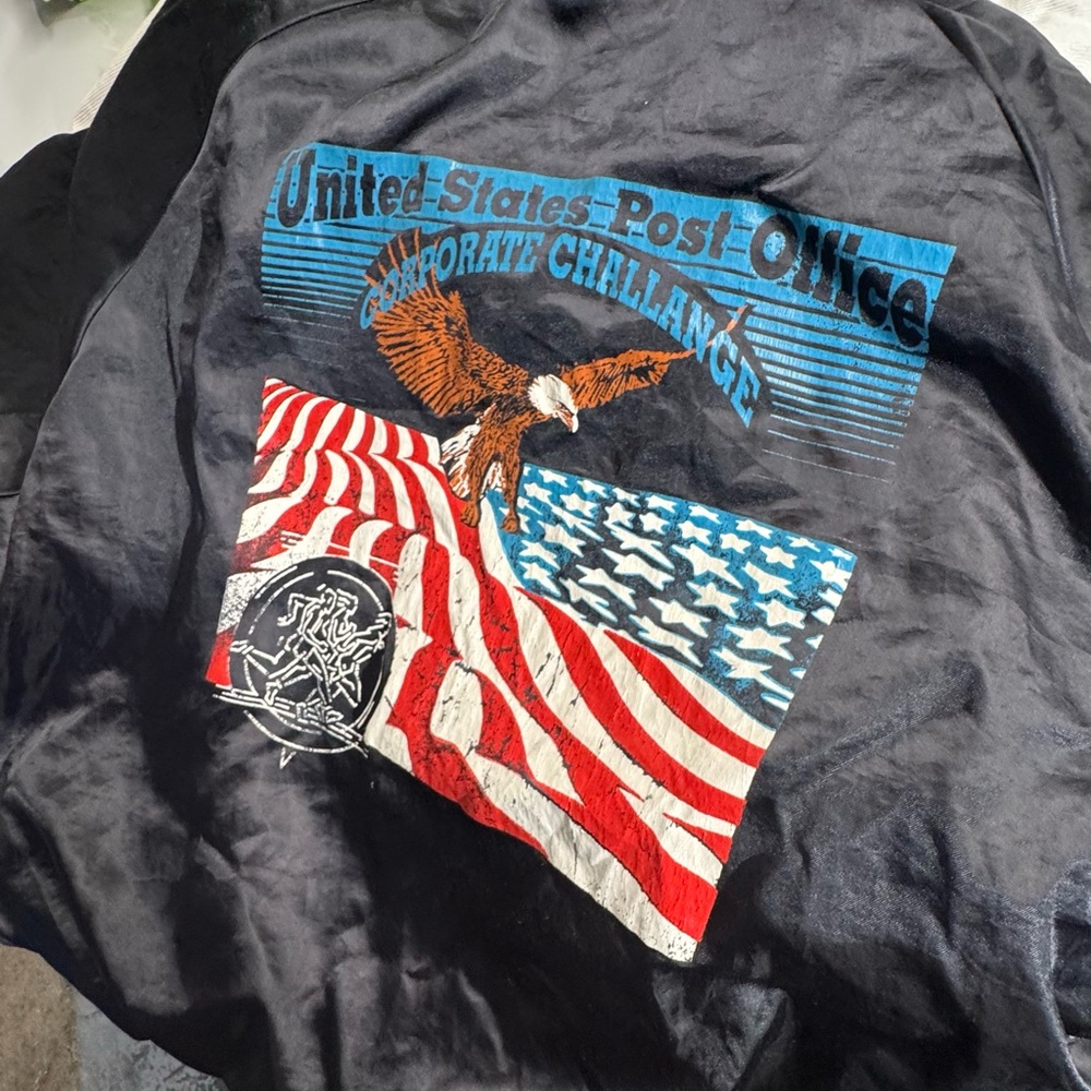 STARTER Black Windbreaker with Eagle and Flag Design